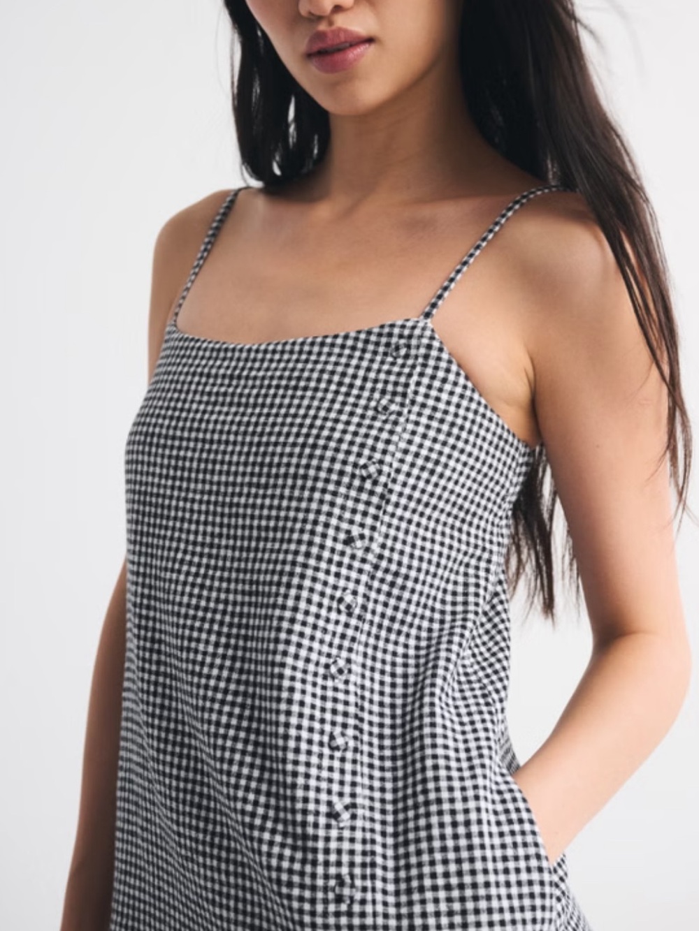 Abercrombie Gingham Skort with Buttons - Black & White - Picture 2 of 5